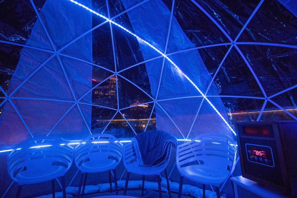 Sit in heated igloos at this rooftop Boston bar
