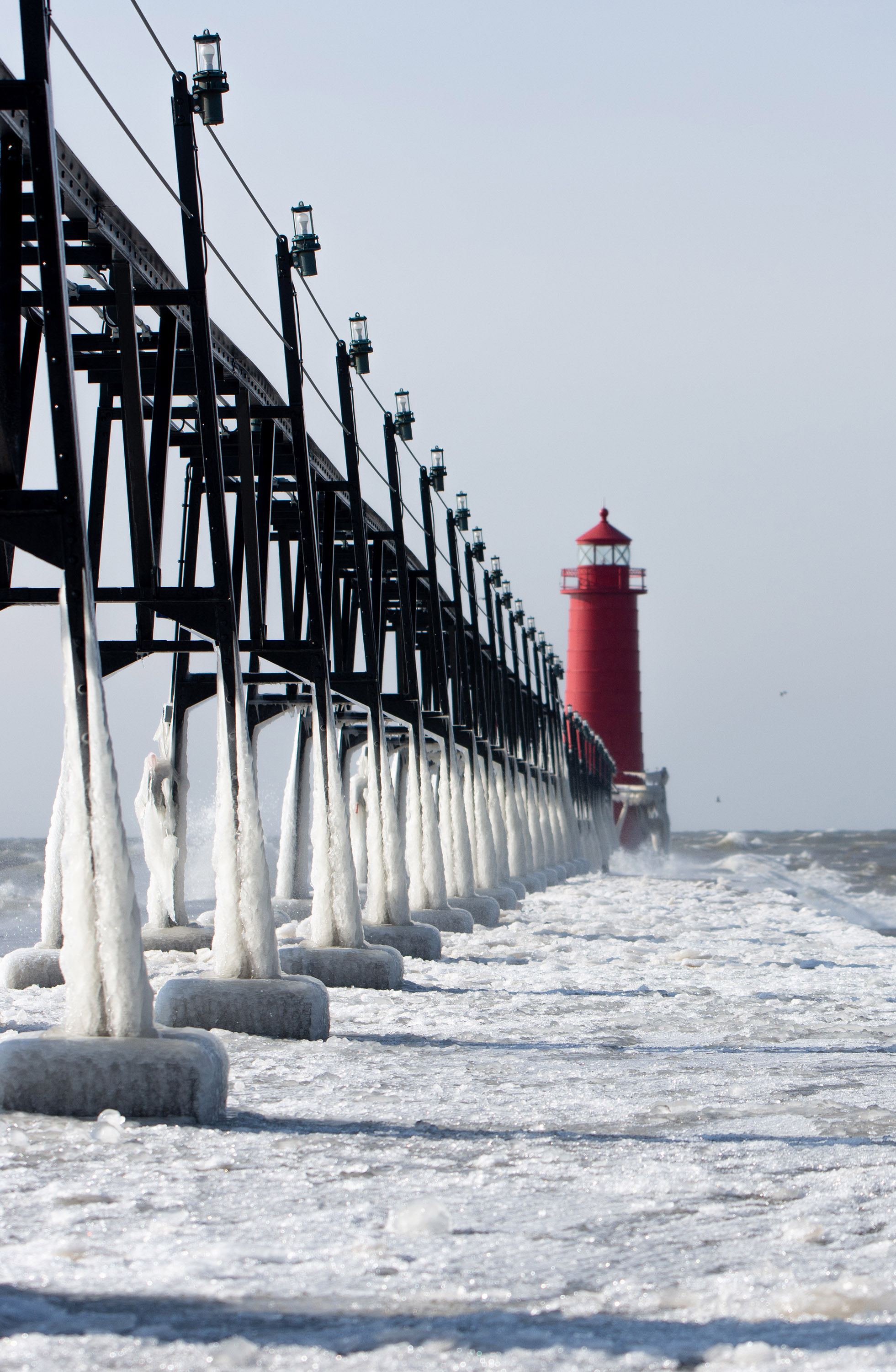 Photos of Grand Haven Lighthouse in winter