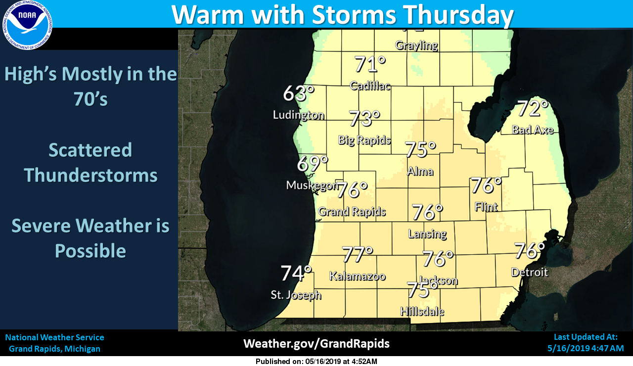 Weather graphics, radar for Thursday, May 16 as severe weather threat