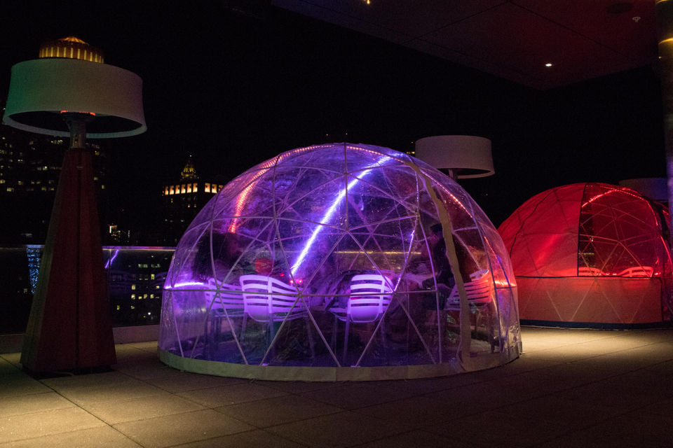 Sit in heated igloos at this rooftop Boston bar