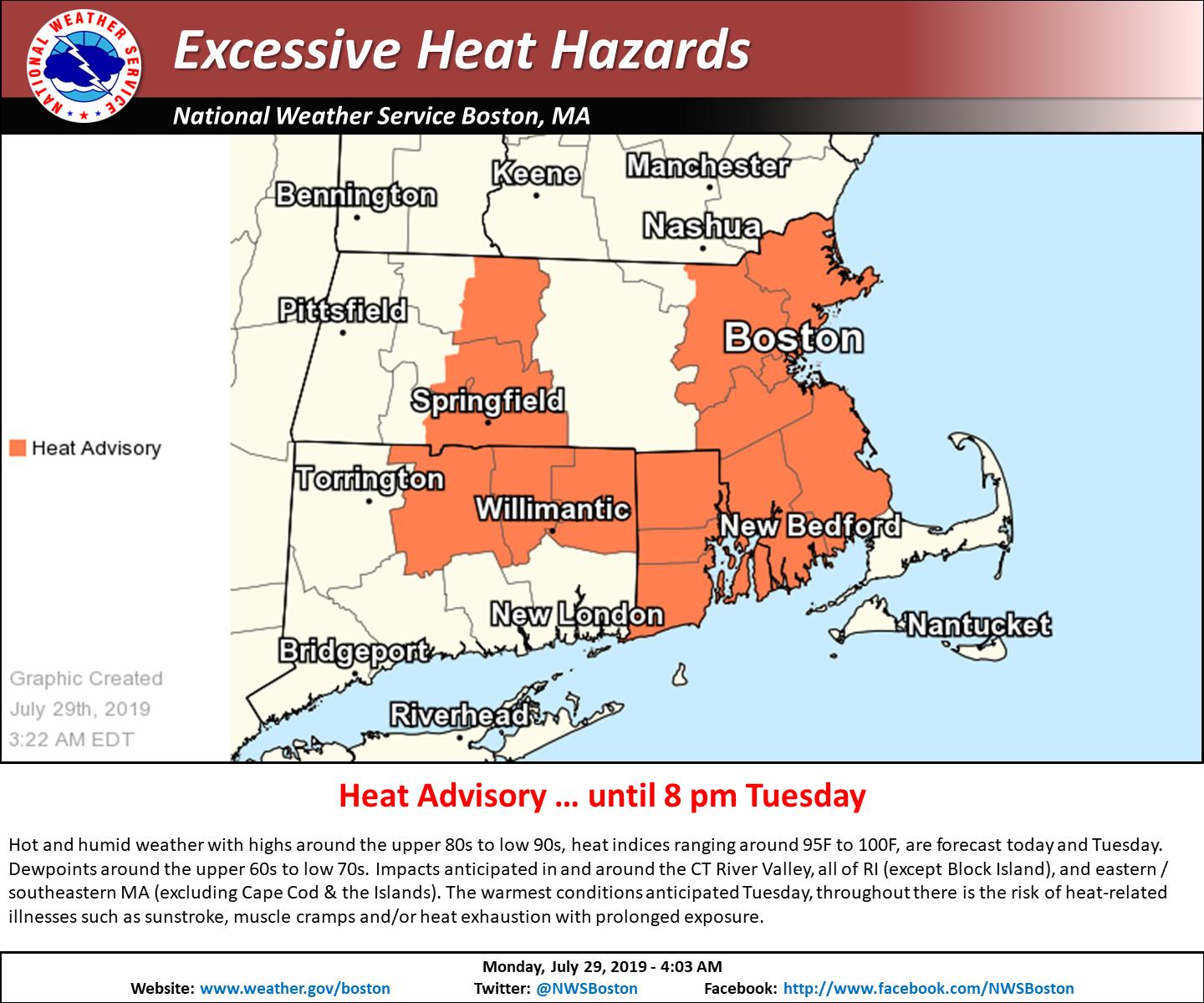 Heat advisory issued for much of Massachusetts Monday - masslive.com