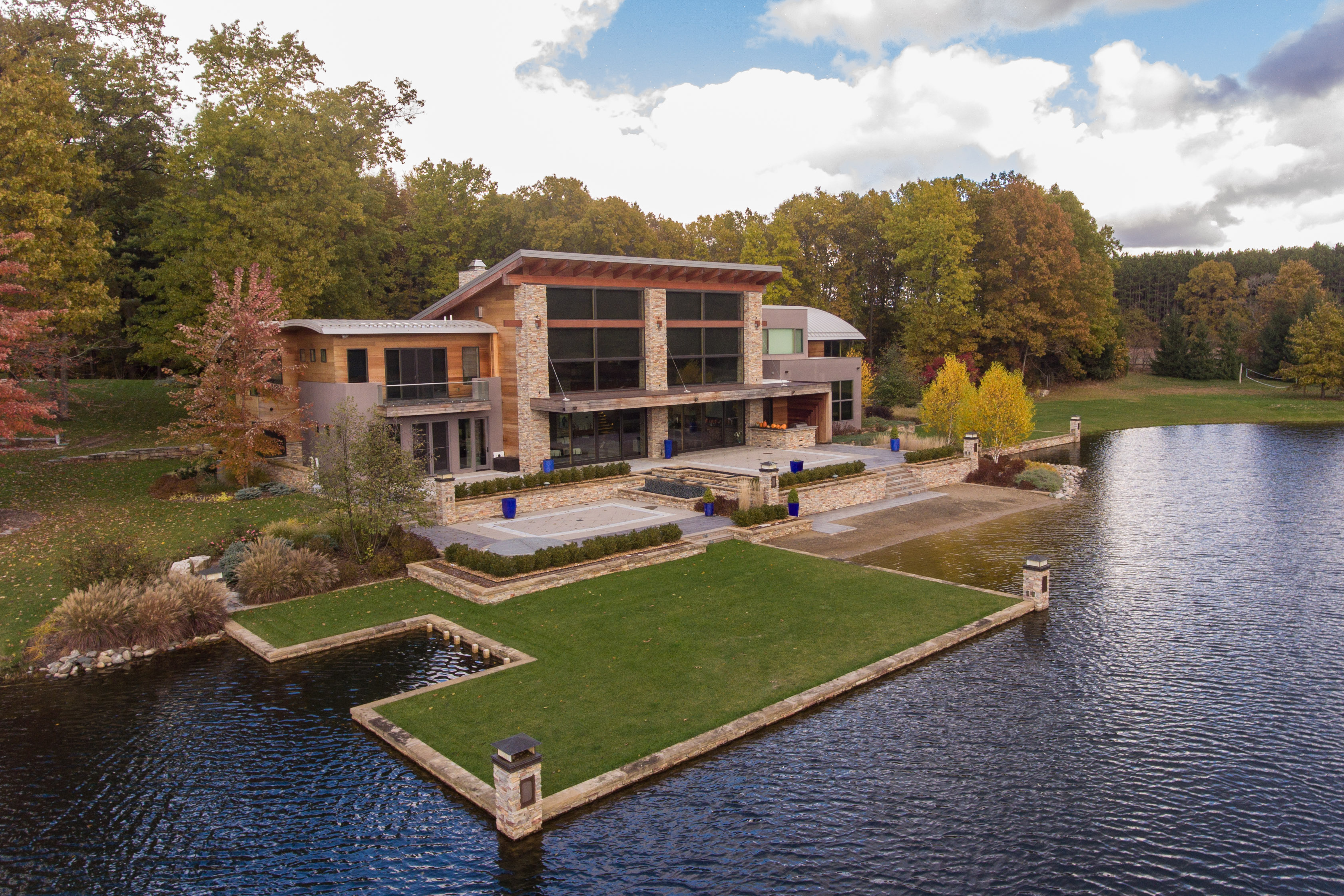 $3.8M Kalamazoo estate features private lake with waterfall and