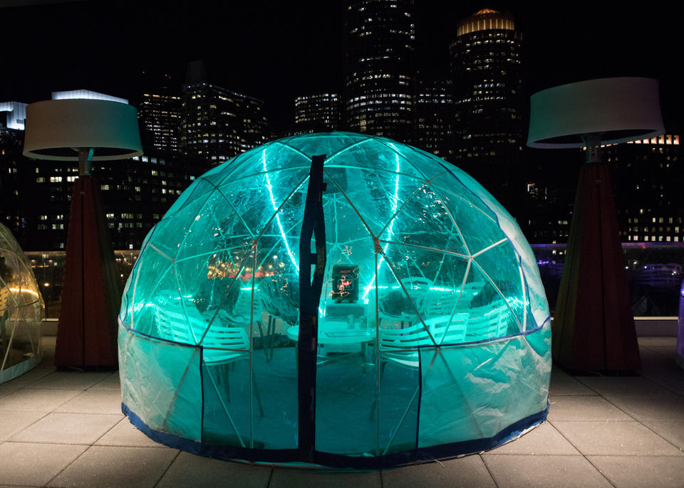 Sit in heated igloos at this rooftop Boston bar