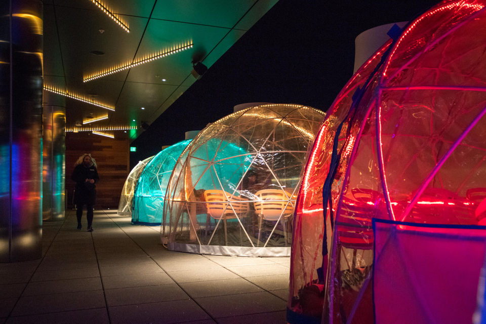 Sit in heated igloos at this rooftop Boston bar