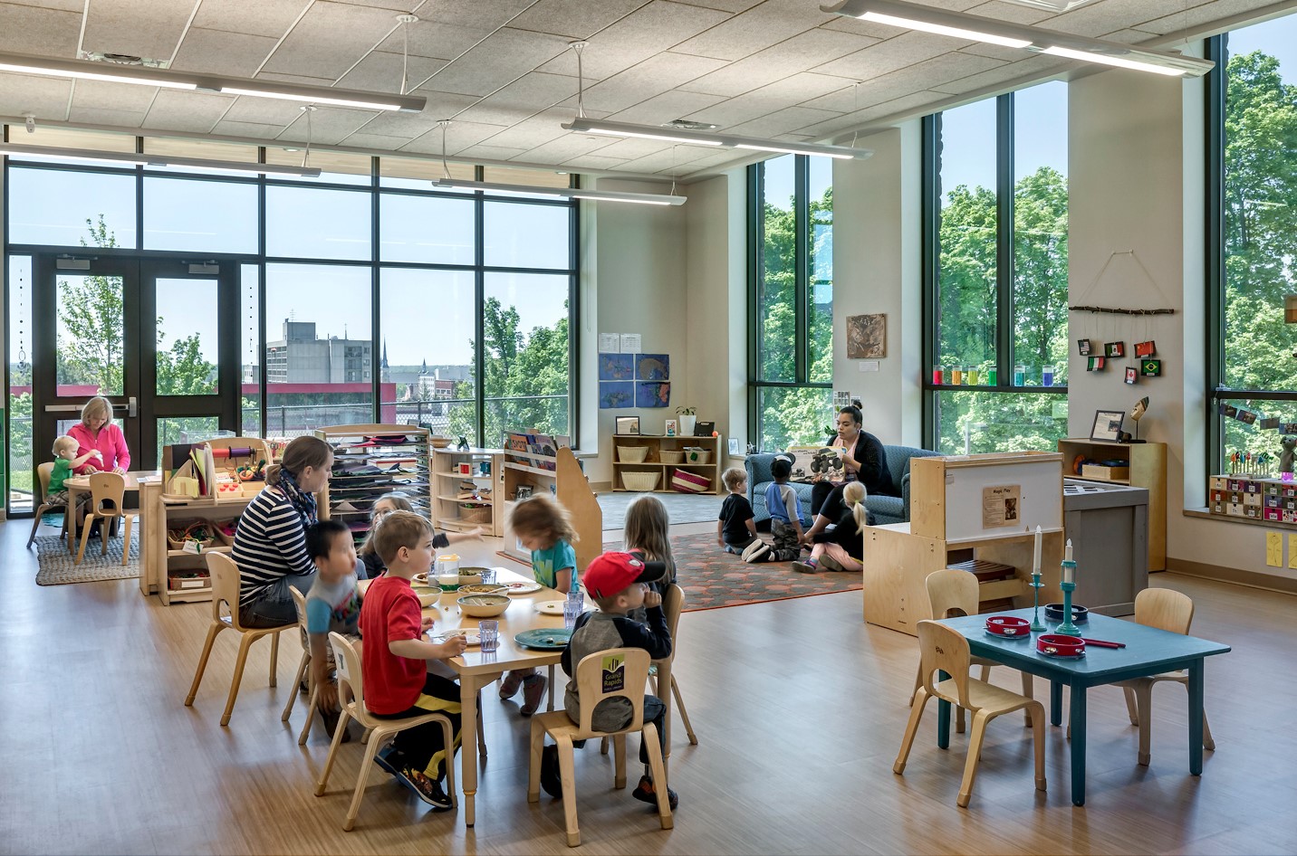 Scenes from GRCC early childhood 'play and learn' programs