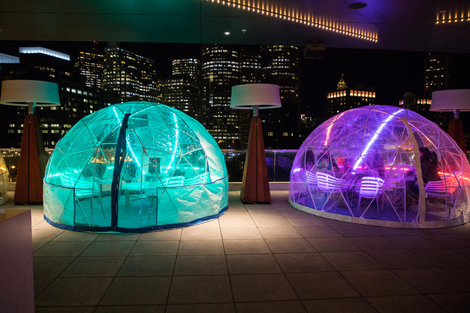 Sit in heated igloos at this rooftop Boston bar