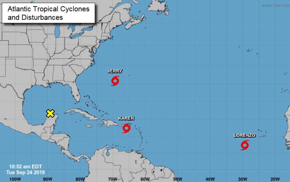 Latest track of tropical storms Jerry, Karen and Lorenzo - all swirling in the Atlantic hurricane basin - NJ.com